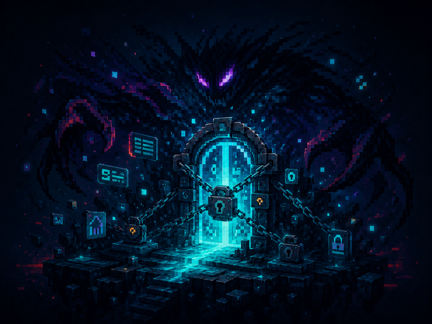 Locked gate and shadow boss in the CharaBreak world