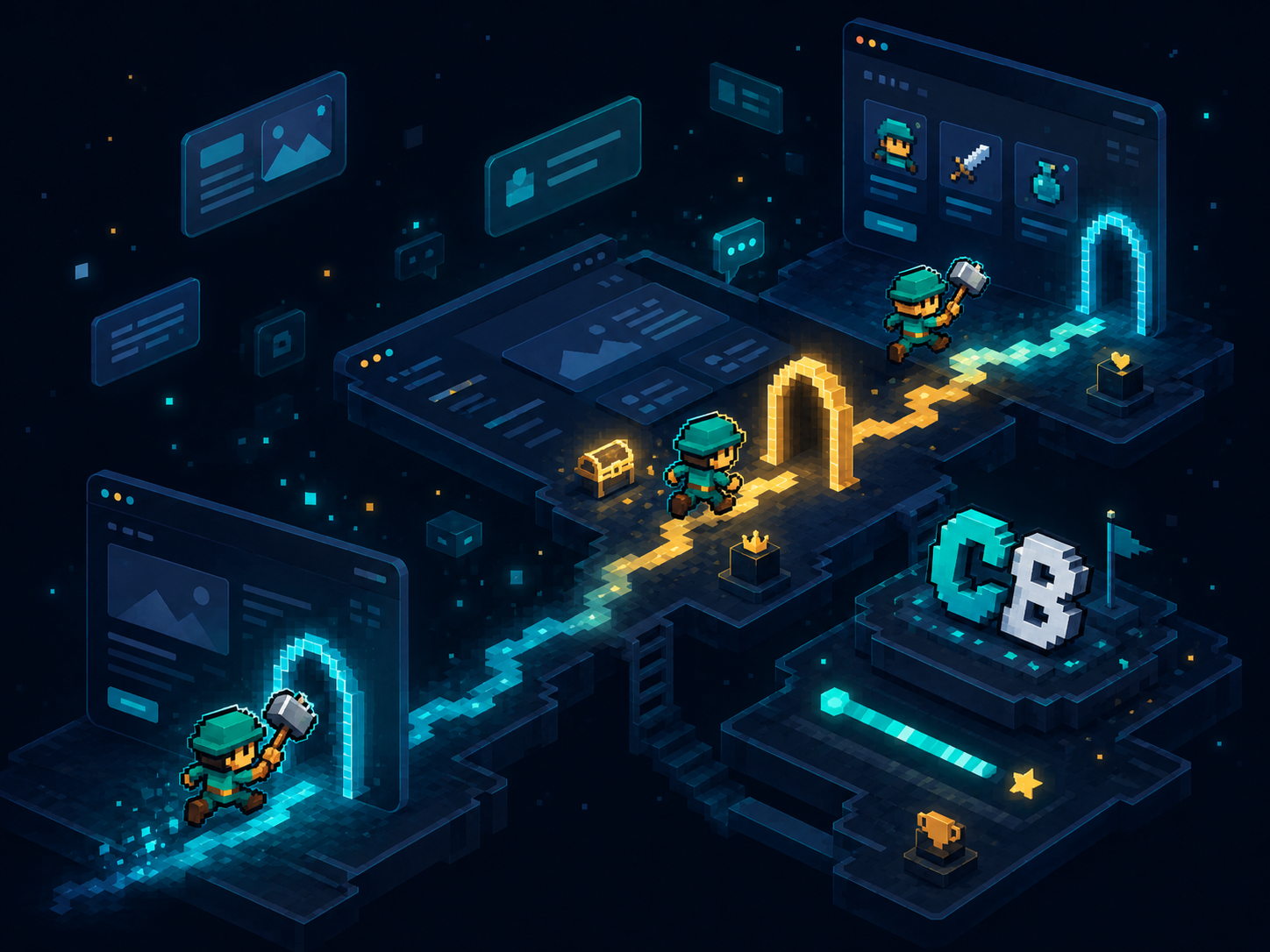 Playable web pages connected as a CharaBreak demo world