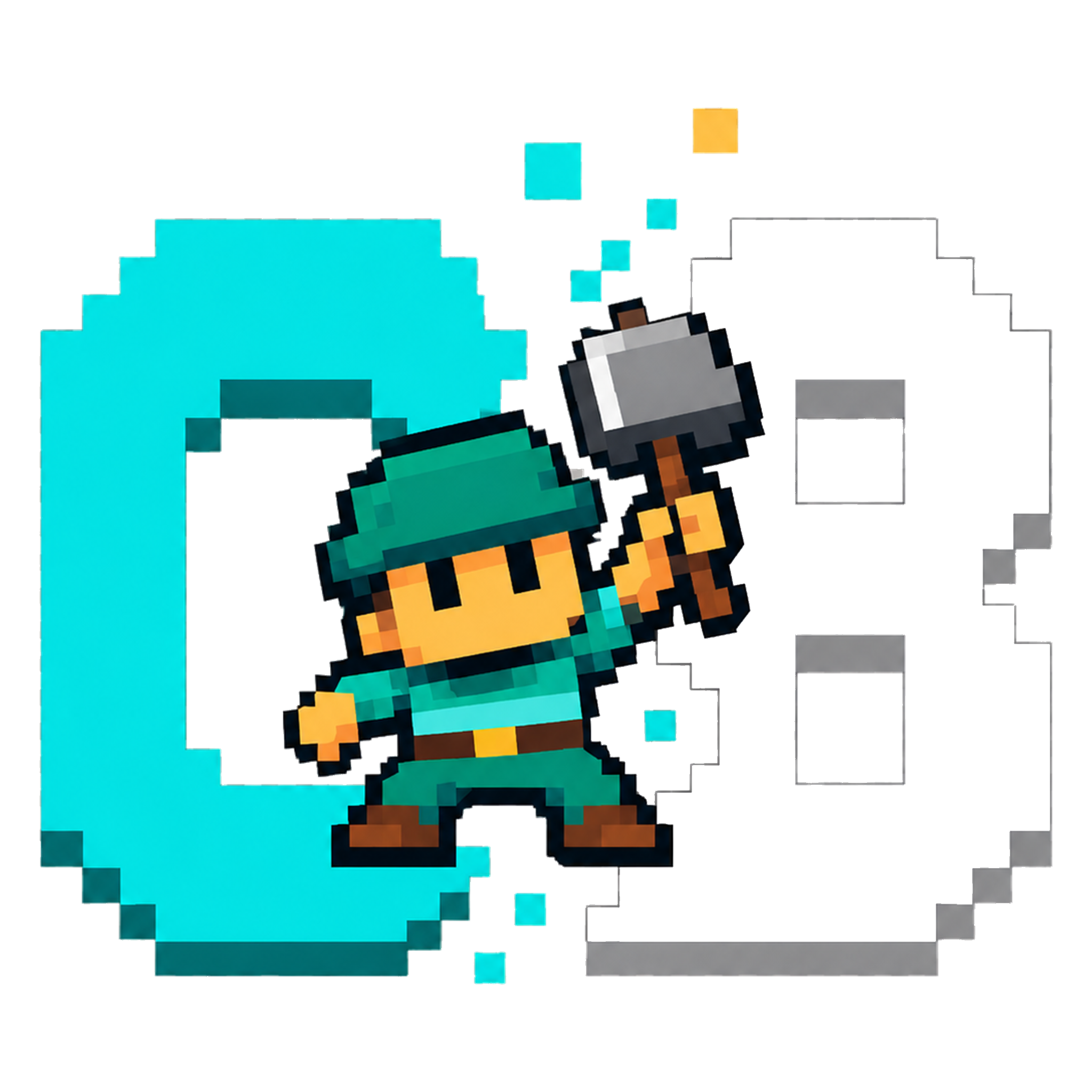 CharaBreak high resolution pixel character logo with transparent background